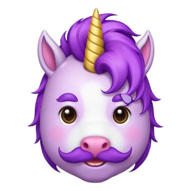 unicorn face with big thick mustache cute and purple haired mohawk sticker