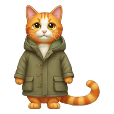 an orange cat wearing a coat sticker