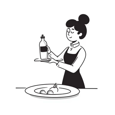 premium water bottle exposed on a premium plate by a high standard waitress sticker