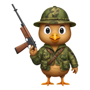 Emoji Chicken dressed as an hunter sticker