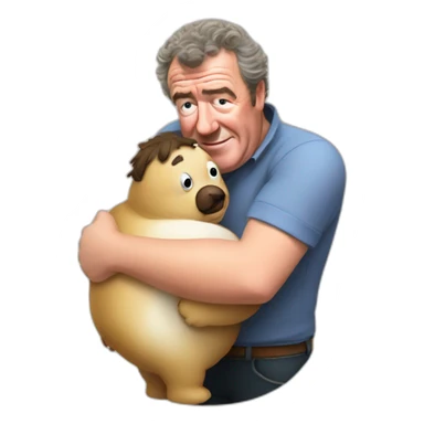 Jeremy Clarkson hugging a fat friend in his farm sticker