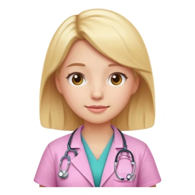 A cute emoji-style girl doctor with light blonde hair and pink medical wear sticker