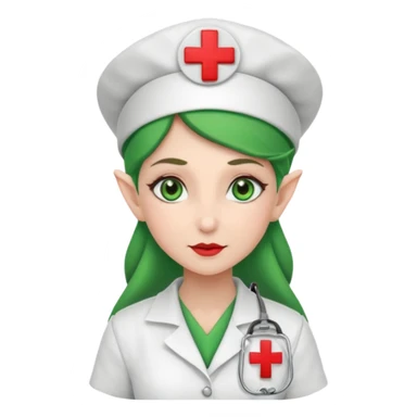 elf nurse with nurse red cross hat sticker