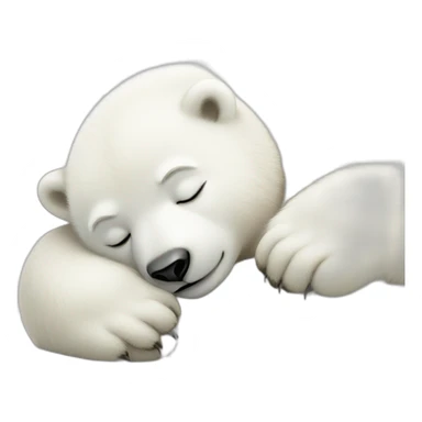 baby polar bear sleeping white background sticker