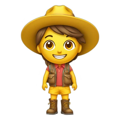 ampolleta sonriente y de color amarillo con sombrero antropomorfisada de cuerpo completo con piernas y brasos vestida de estudiante y sacando fotocopias junto a una fotocopiadora sticker