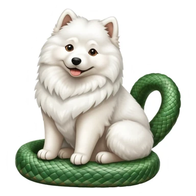 Samoyed sitting on a snake sticker