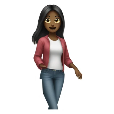 A girl who have black hair doing a shopping sticker