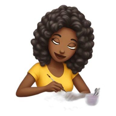 Mujer pintando uñas sticker