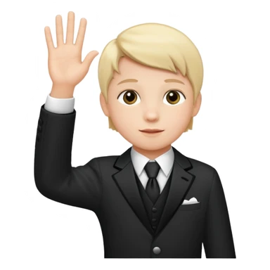 a child raising their hand politely, etiquette theme sticker