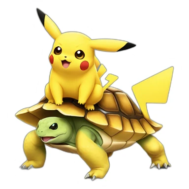 Pikachu sur une tortue sticker