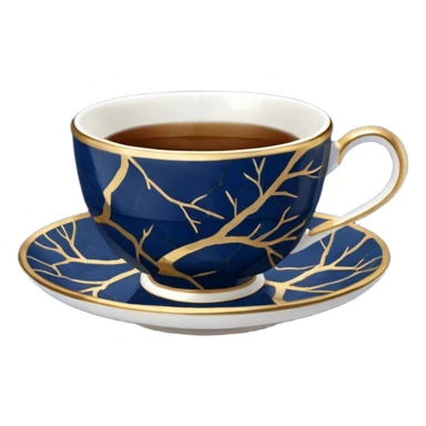 kintsugi navy blue tiny tea cup sticker
