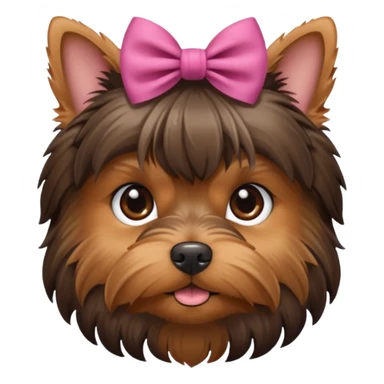 a little dar brown Yorkshire Terrier face with a bow. sticker