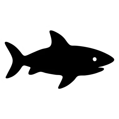 A solid filled shark icon, simple and bold sticker