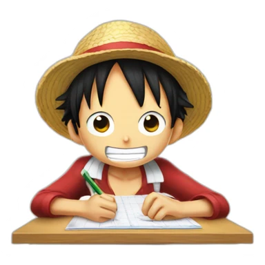 luffy one piece doing mathematic homework sticker