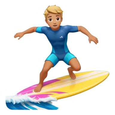 cute surfer riding big ocean waves, dynamic action pose, splash water, colorful surfboard, tropical vibe, 3D cartoon, mobile game icon style, bright colors, soft shadows, clean background, no text, no watermark sticker