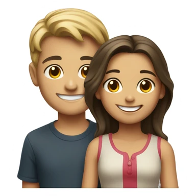 boy and girl smiling at viewer sticker