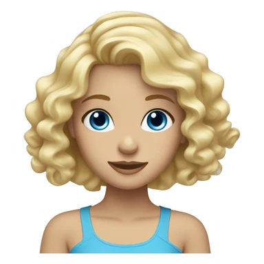 Blonde girl with wavy hair and blue eyes sticker