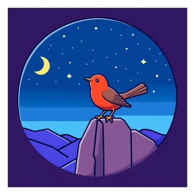 nightingale against starry night sky sticker