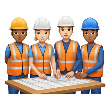 group of railway engineers behind a table sticker