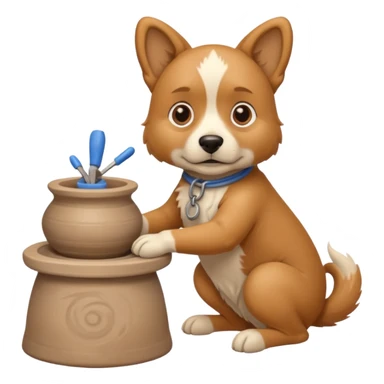 A dog behind Pottery wheel sticker
