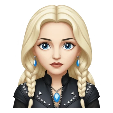Madonna with blue eyes, long platinum blonde hair, black outfit sticker