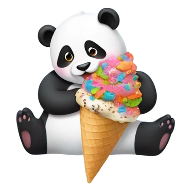 Panda eating ice creamy chicken wings with chicken breast for lunch today  sticker