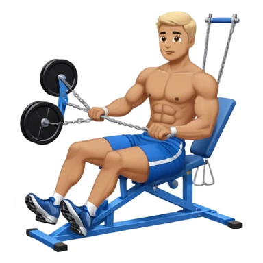 man with blue shorts doing seated cable-rows machine exercise sticker