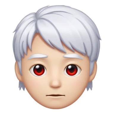 Faca um emoji com cabelo branco de anime e um dos olhos pretos com o meio vermelho sticker