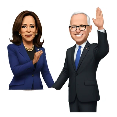 Kamala Harris and Tim Walz being sworn in at their inaugural sticker