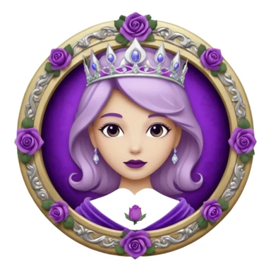 Purple shadow rose silver circle plaque with silver tiara sticker
