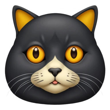 Un gato negro gordito con los ojos de color amarillos sentado sticker