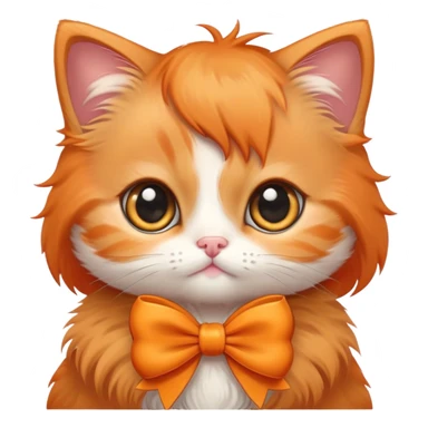 orange kitten with a bow and big eyes sticker