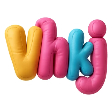 Add a 3D effect to the 'Vhkj' icon, keeping the playful, vibrant, bubbly style, with no background. sticker