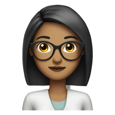fare skin girl with black long straight hair wearing thin glasses sticker