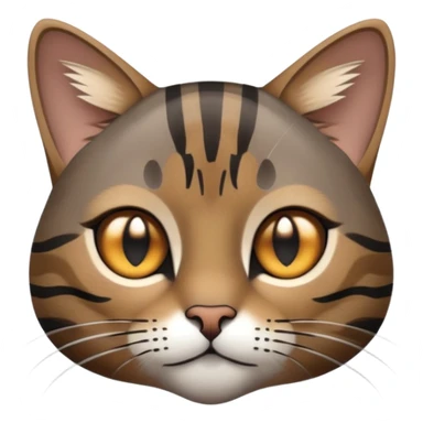 cinematic-noble-grey-and-black-brown-tabby-cat-portrait-emoji,-head-tilted-slightly-with-a-dramatic,-sleek-grey-brown-fur-with-dark-black-tabby-stripes,-sparkling-amber-eyes-barely-open,-simplified-yet-irresistibl sticker