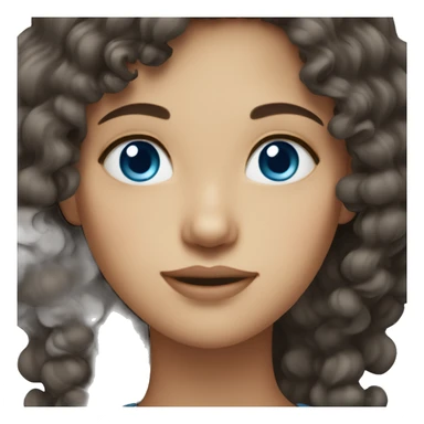 woman with long dark hair, curly, blue eyes sticker