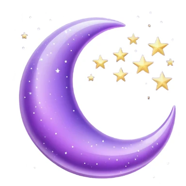 Purple crescent moon with sparkly stars sticker