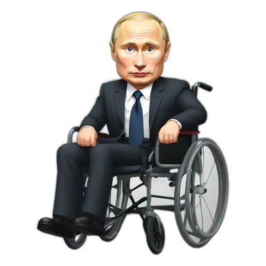 vladimir putin holding meatcube small jumping wheelchair blod sticker