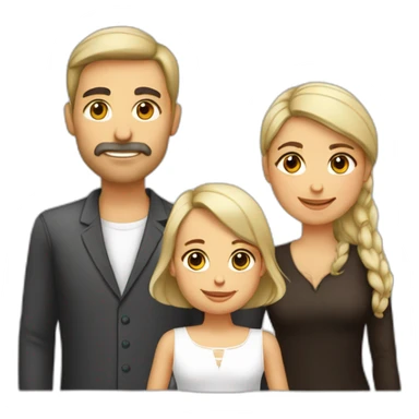 Familia hombre blanco mujer morena bebé y niña sticker