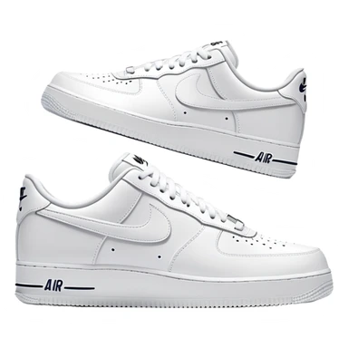 Pristine white Nike Air Force 1 with visible Nike swoosh logo sticker