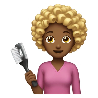 Girl brushing her curly hair  sticker