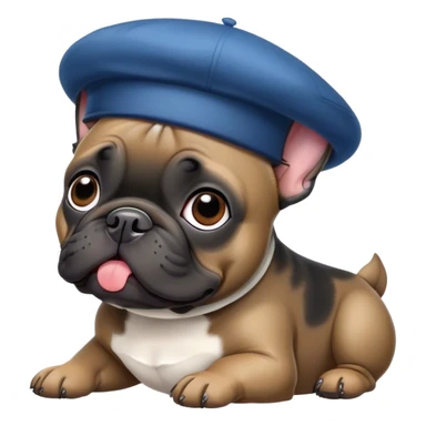 Black French bulldog wearing French hat  sticker