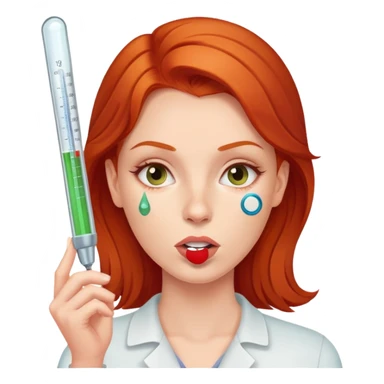 Redhead woman with thermometer in her mouth sticker
