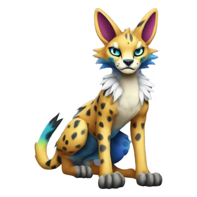 Epic Edgy Colorful Sergal-Serval-Vernid full body sticker