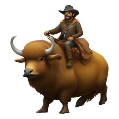 duck riding a bison sticker