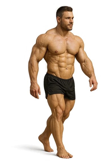 BODYBUILDER CHE PASSEGGIA, IPERREALISTICO 4K sticker