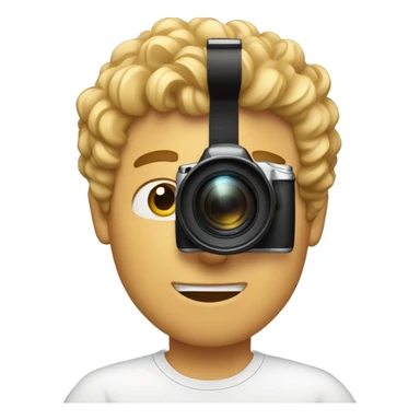 A guy with blond-brown curl hairs with a camera in his hand  sticker