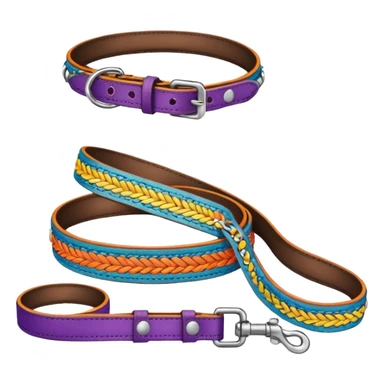 Collar & leash, colorful set. sticker