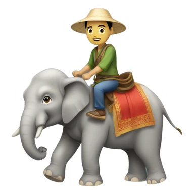 Asian man riding an elephant  sticker