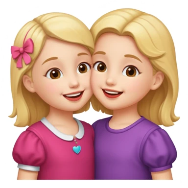 two little gals kissing sticker